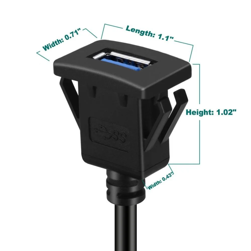 Квадратный Удлинительный кабель с одним портом USB 3 0 для монтажа на панели
