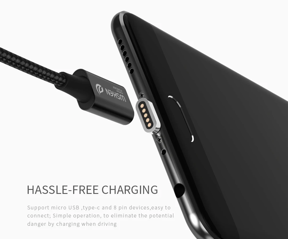 WSKEN Lite1 Магнитный Micro USB кабель для быстрой зарядки данных USB кабель для samsung Galaxy S7 S6 huawei Xiaomi LG USB кабель