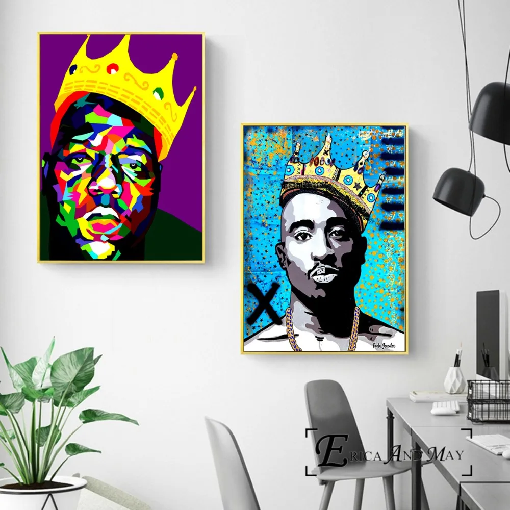 Tupac And B.I.G Рэппер поп арт стена художественная живопись холст постер для домашнего