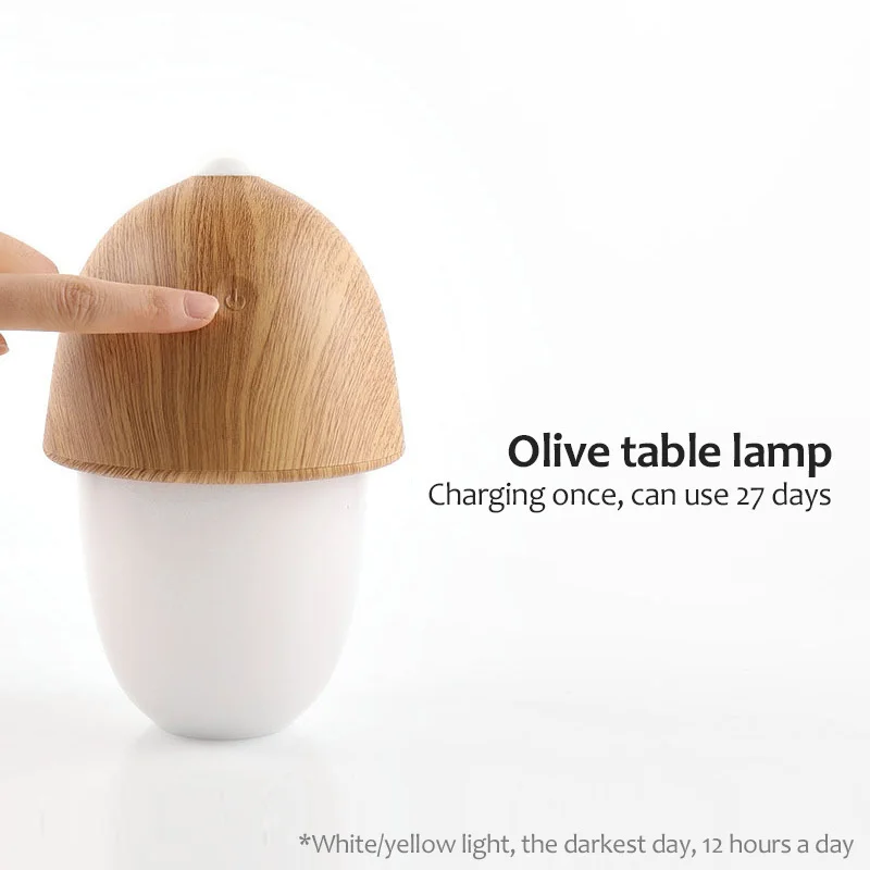 Креативная настольная лампа USB перезаряжаемая Грибная оливковая желудь с