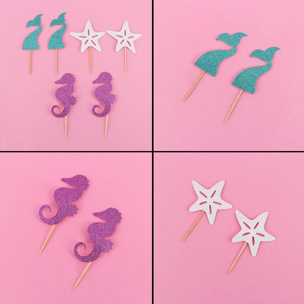 6 шт./компл. под морем тематическая вечеринка на день рождения Cartoon кекс русалка