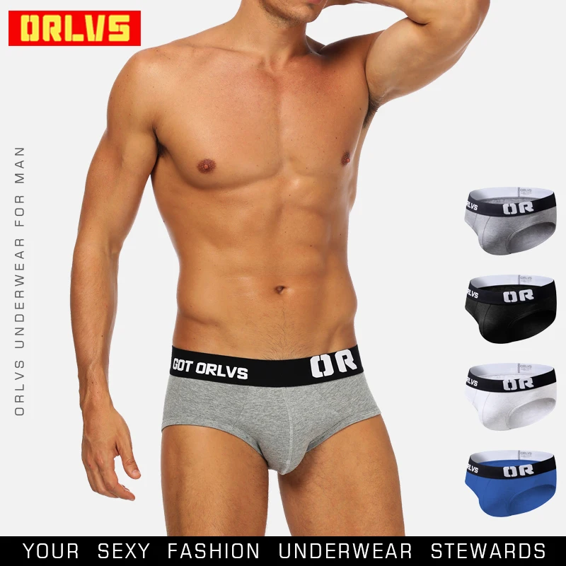 

ORLVS Brand Male Underwear Men Briefs Breathable Cotton Male Panties Cueca Tanga Comfortable Underpants Quick Dry Briefs OR153