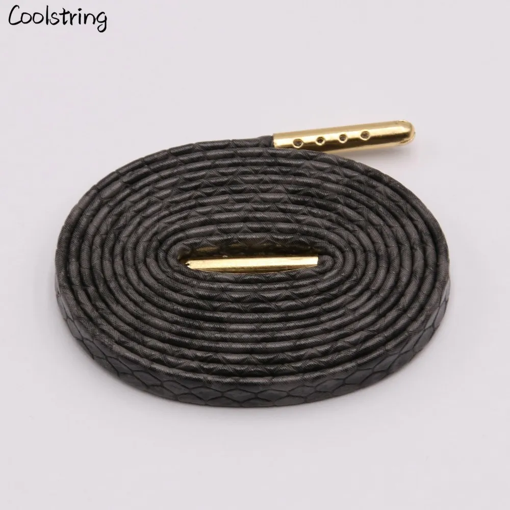 Coolstring/плоские шнурки из змеиной кожи; цвет белый, красный, серый, коричневый; роскошные кожаные шнурки с золотыми металлическими шнурками для спортивных кроссовок