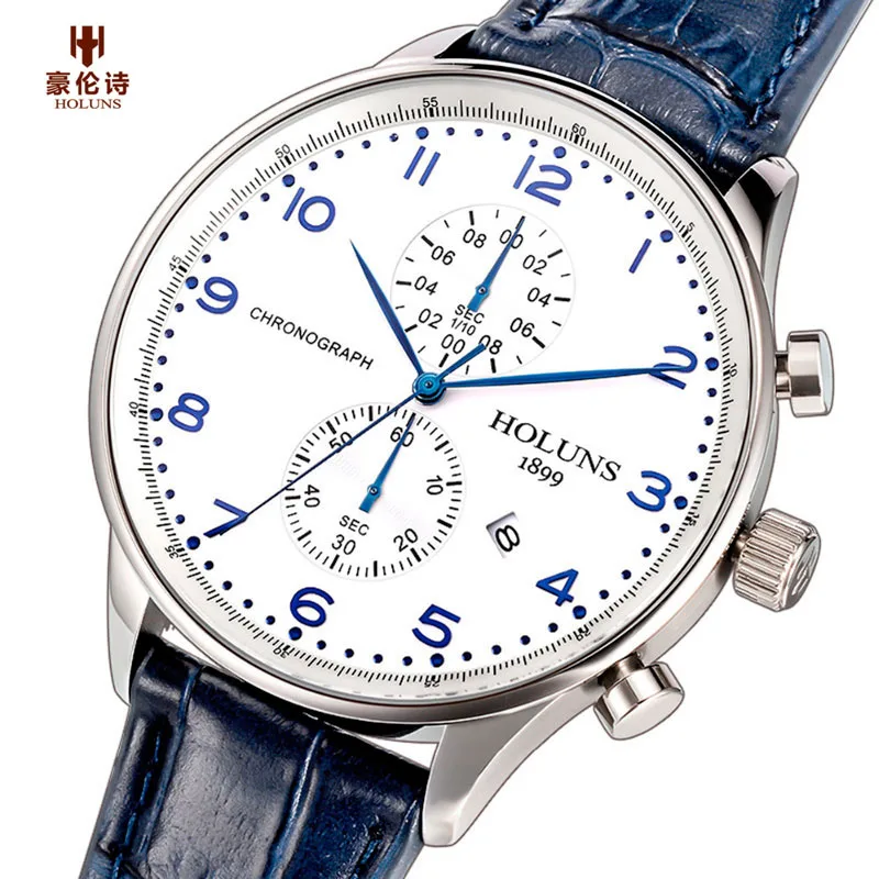 HOLUNS лучший бренд класса люкс Для мужчин часы Водонепроницаемый наручные Дата