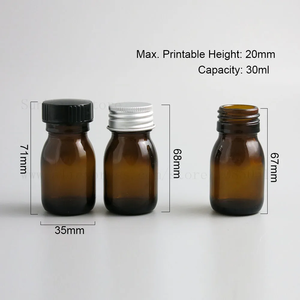 

Amber Screw Neck Glass Bottles With Aluminum Cap 1oz 30cc Brown Glass Vials Containers Sample Refillable Bottle 500pcs