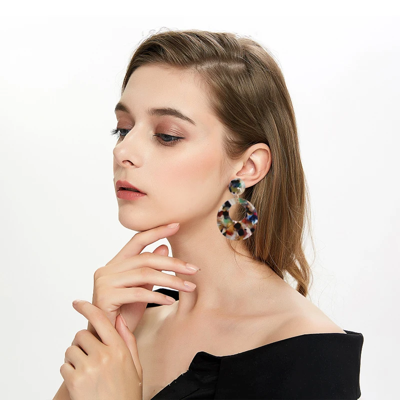 Женские серьги-подвески из акриловой смолы Za большие круглые ацетата 2019 |