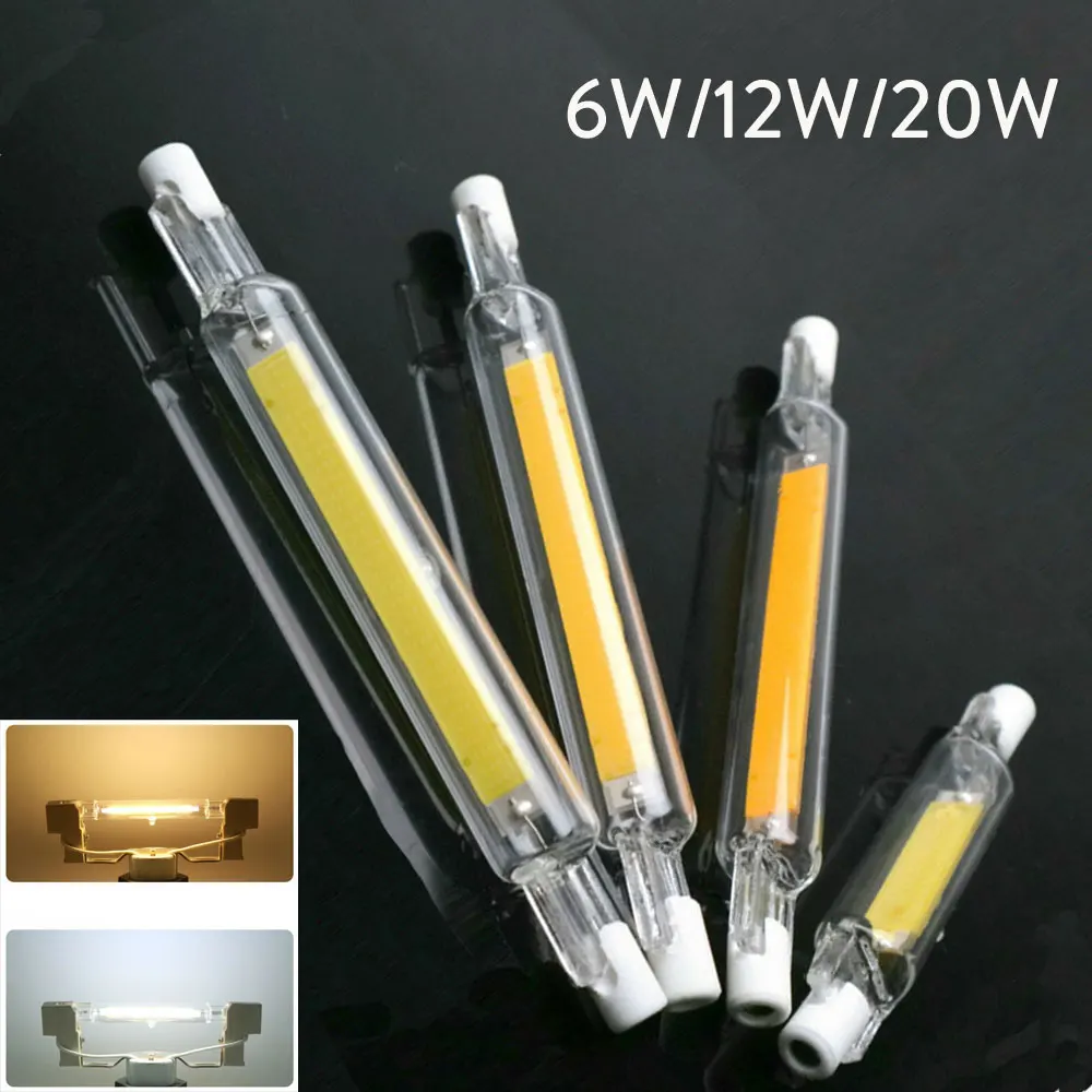 

R7S LED COB Bulb J78 J118 Dimmable Glass Tube Light 78mm 118mm Equal 60W 120W Halogen Lamps AC 110V 220V 230V