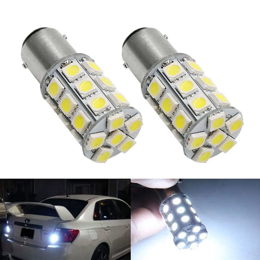 

2 шт. 1157 BAY15D P21/5 Вт 5050 SMD 27 Светодиодные Автомобильные стоп-лампы для стоп-сигнала 12 в чистый белый/красный