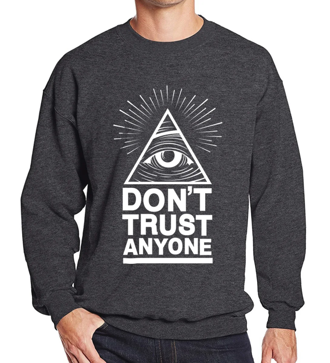 Толстовки с капюшоном, мужская Толстовка на весну и зиму, Dont Trust Anyone Illuminati All Seeing Eye printed, модная крутая Мужская спортивная одежда kpop - Цвет: dark gray5
