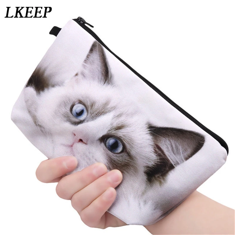 3D печать кошка панда косметичка многоцветный узор милые мешочки для косметики