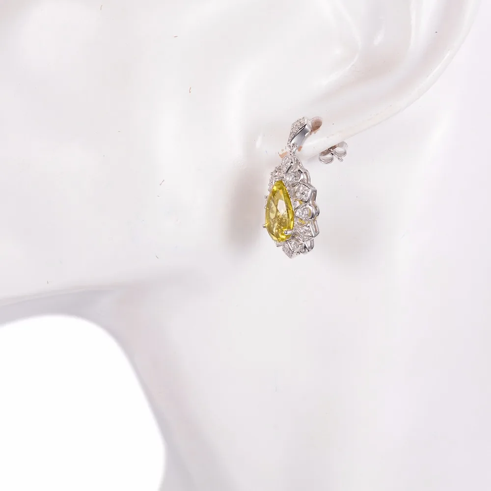 Hutang 6.02 ct Природных Драгоценных Камней Лимонным Кварц Solid Стерлингового Серебра 925