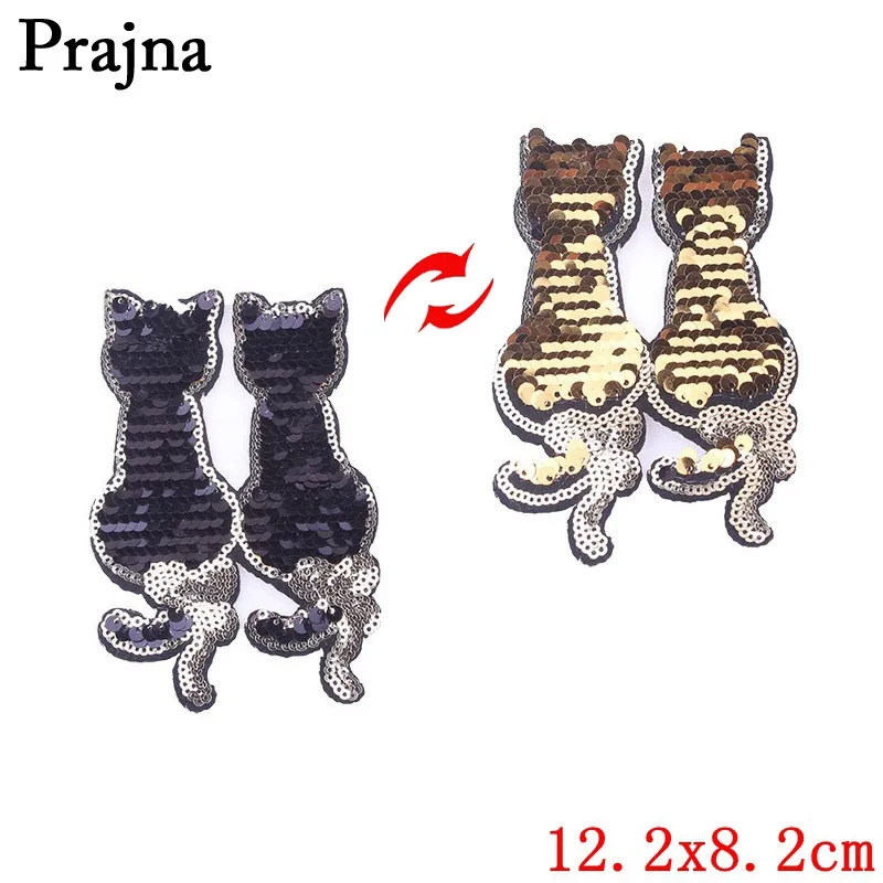 Prajna с единорогом Радужная нашивки блестками Двусторонняя наклейка меняющая цвет