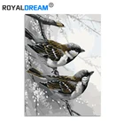 ROYALDREAM ветка Воробей животных Diy Цифровая живопись по номерам Современная Настенная картина для фото