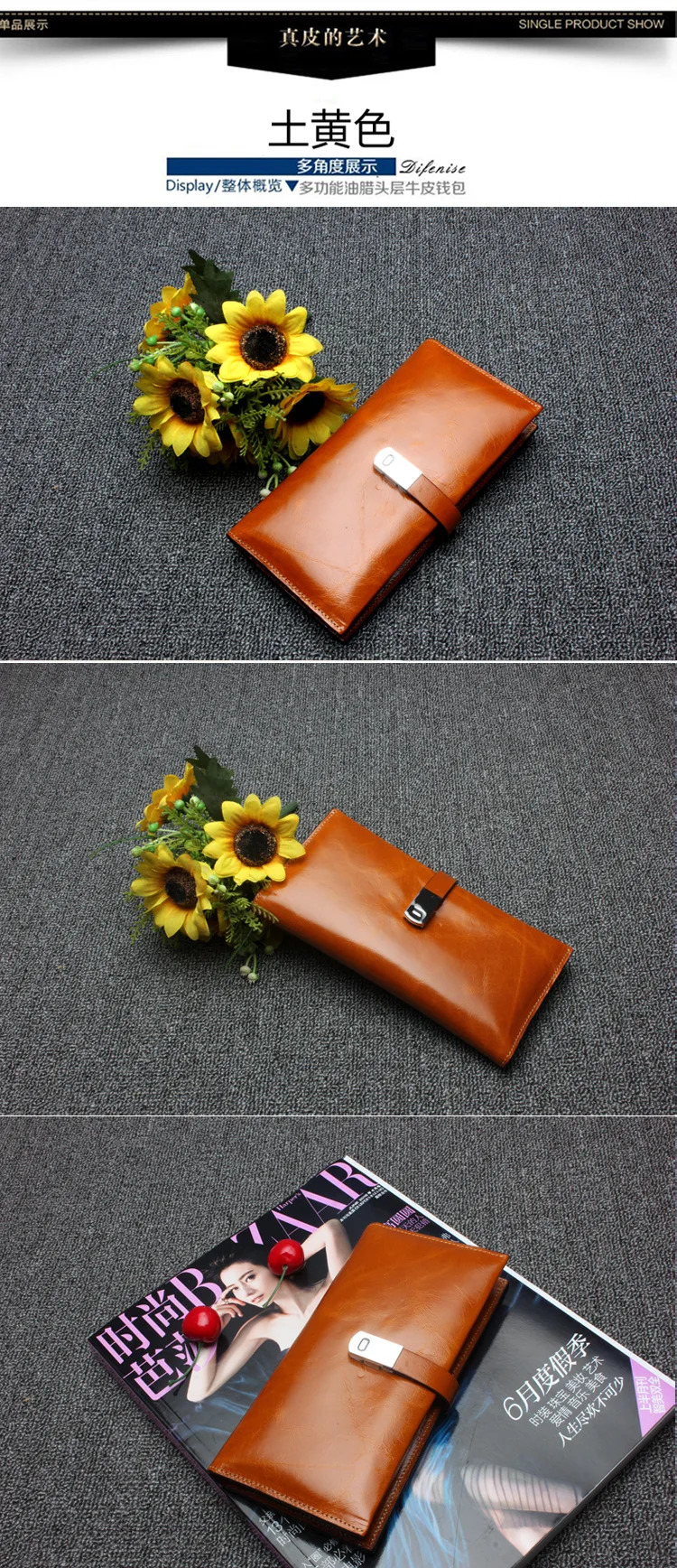 DANJUE WoMen Wallets Rfid Blocking Genuine Leather Long Clutch Money Bag Vintage Oil Wax Cowskin Credit Card Card Purse