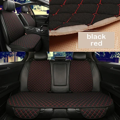 black red 1 set XWSN льняная подушка для сиденья автомобиля подходит для 99% автомобиля четыре сезона универсальные удобные и дышащие автомобильные аксессуары - Название цвета: black red 1 set