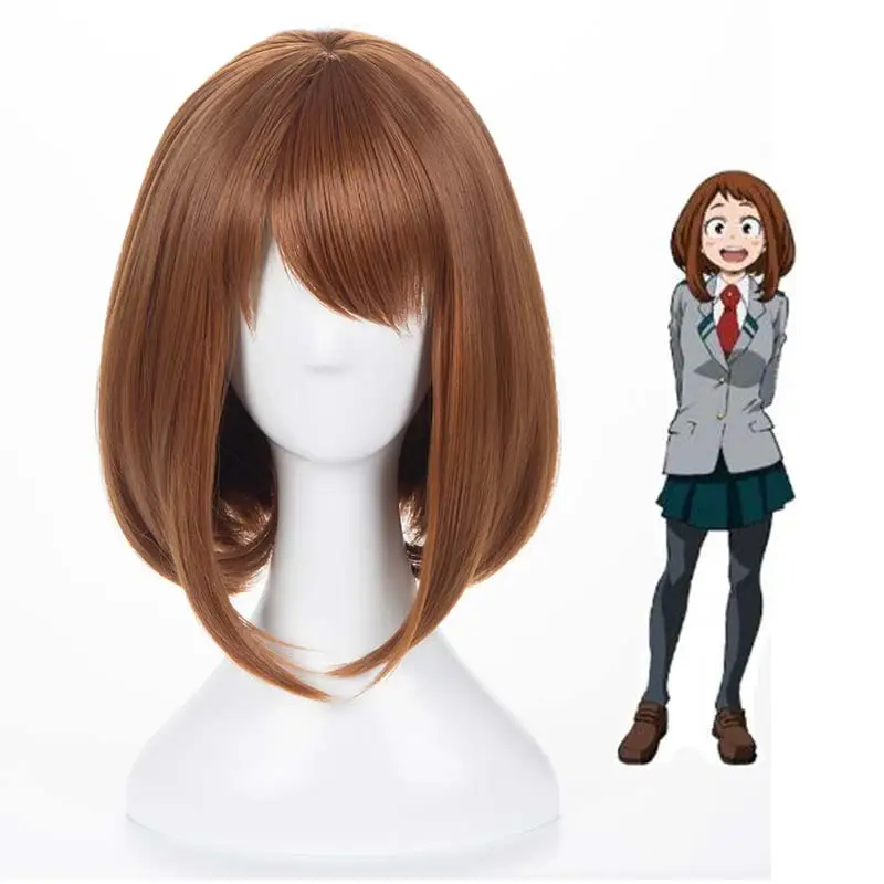 Wig Детские костюмы «Моя геройская академия», маскарадная школьная форма героев академии- Цую Асуи, Момо Яоёродзу, Отяко Урарака, Мидория Идзуку - Цвет: Wig