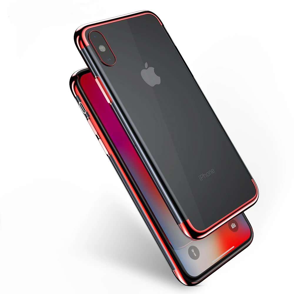 Мягкий ТПУ чехол для iPhone X XS MAX ультра тонкий прозрачный блестящий XR смешанный