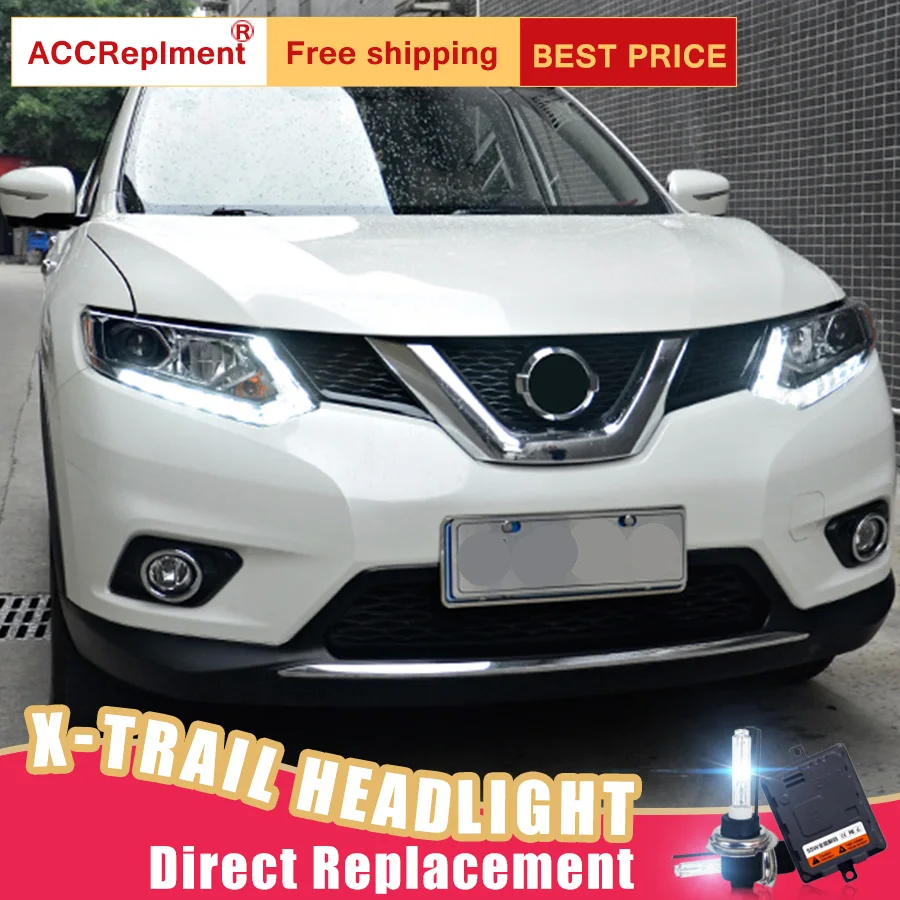 2 шт. светодиодный фары для Nissan X Trail 2014 2016 Автомобильные ангельские глазки