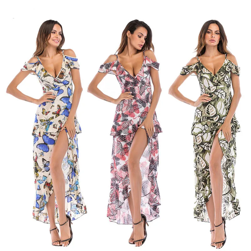 Платье женское длинное в стиле бохо вечерний пикантный вечерние жный сарафан с