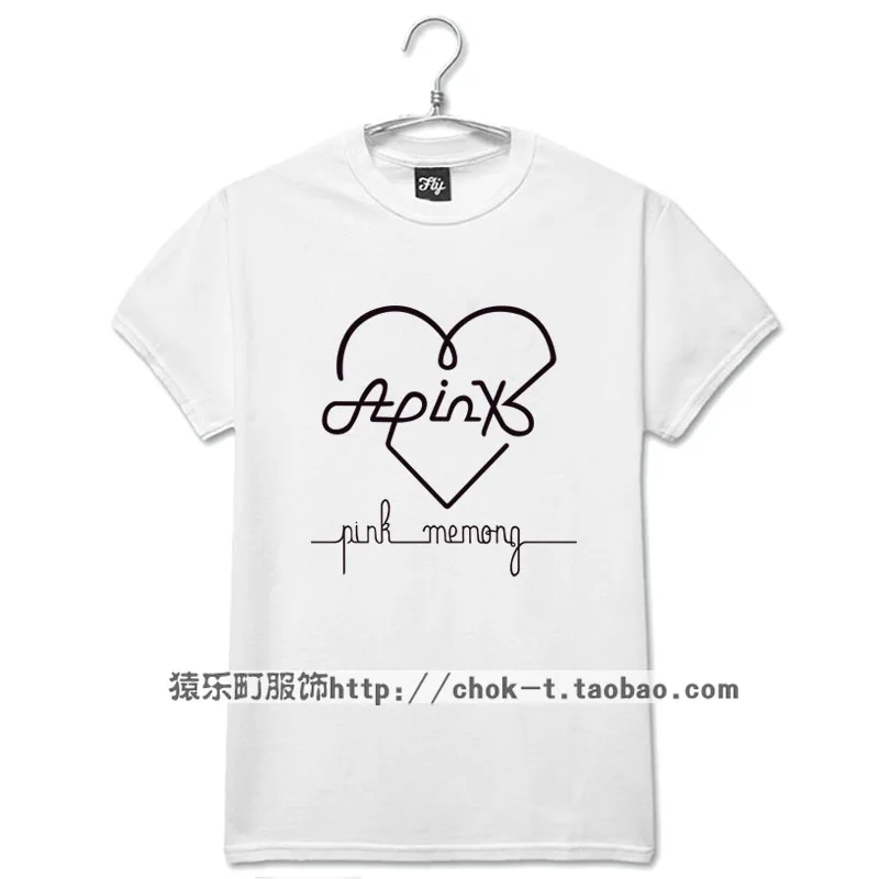 Новое поступление 2016 розовая футболка apink с коротким рукавом и круглым вырезом