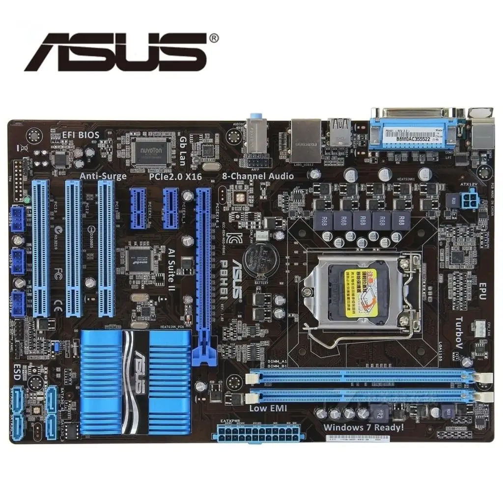 Материнская плата LGA 1155 для Intel 100% оригинальный ASUS P8H61 P8 H61 разъем uATX DDR3 16 ГБ 1333 МГц