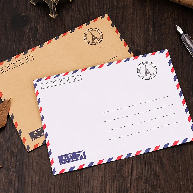 

kraft Paper Retro Style Characteristics Aviation Simple Envelope Vintage White&Kraft Style Envelope Gif 10pcs/lot 17.5*12.5cm