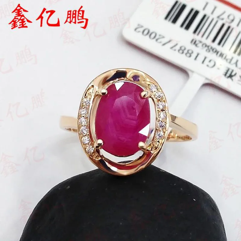 Xin yi peng 18 k желтое золото инкрустированное кольцо из природного рубина, Женское кольцо, свадебный подарок