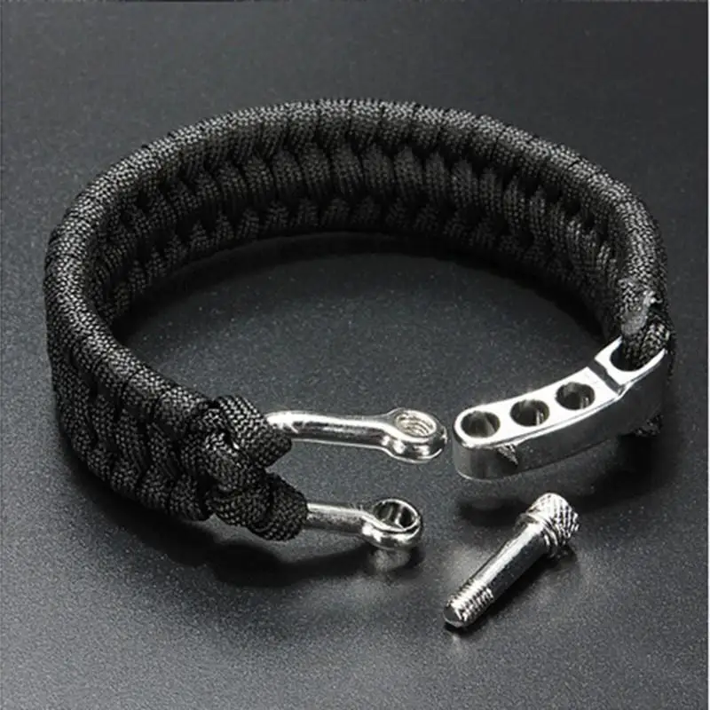 Браслет из нержавеющей стали черный веревочный браслет для выживания на природе