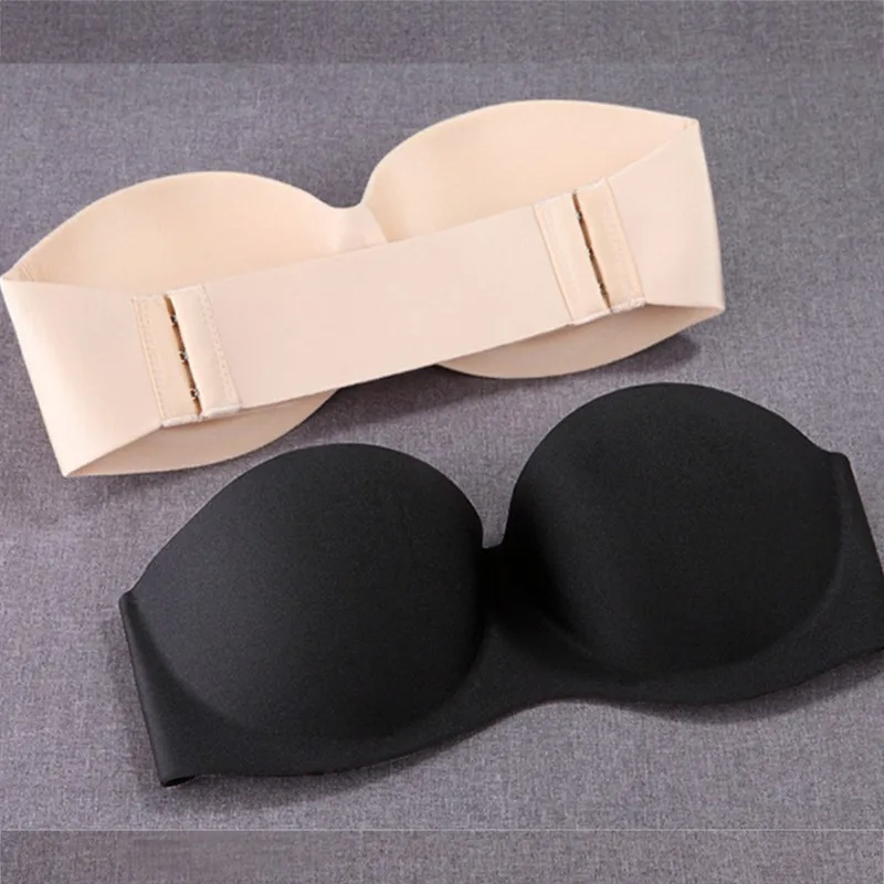 Strapless Bras Invisible Push Up Bra Formal Dress Wedding/Evening Sticky Back Closure One-Piece Brassiere Half Cup Plunge | Женская