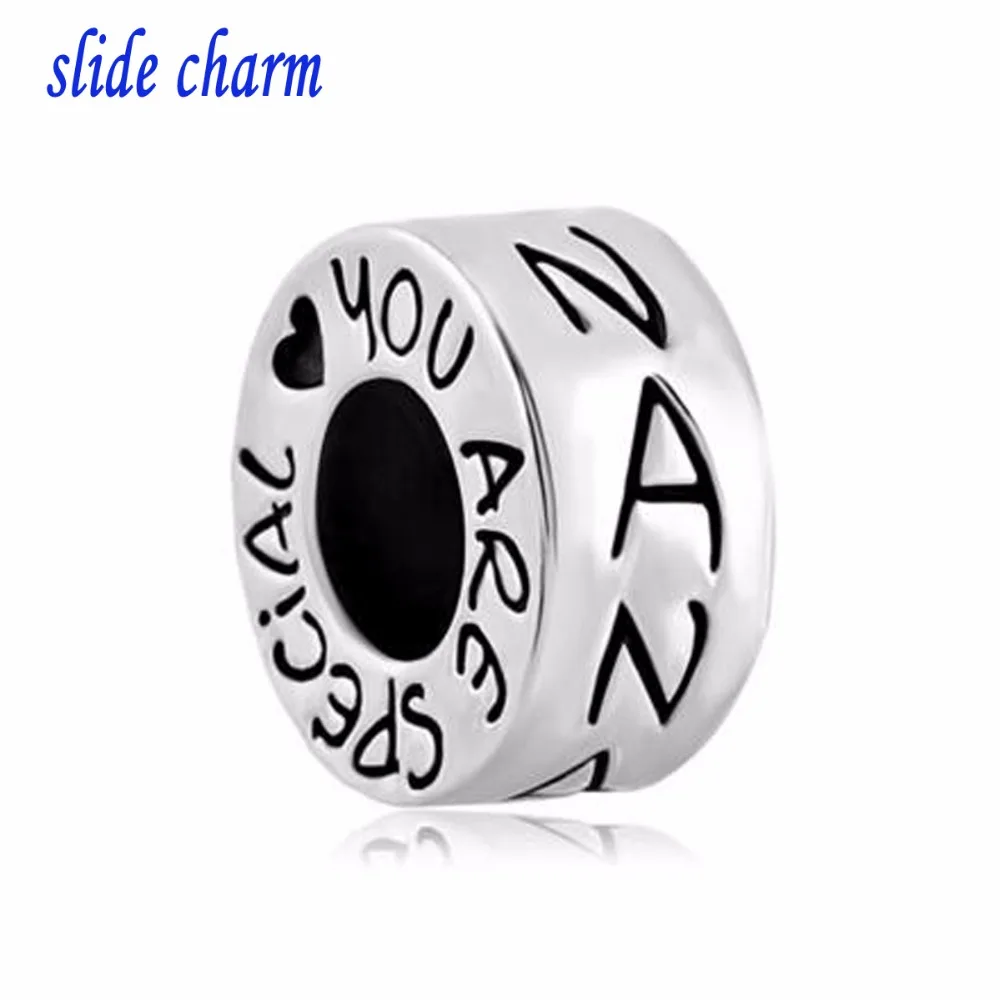 

slide charm Free shipping Valentine's Day gift of love of fashion spacer beads fit Pandora charm bracelet