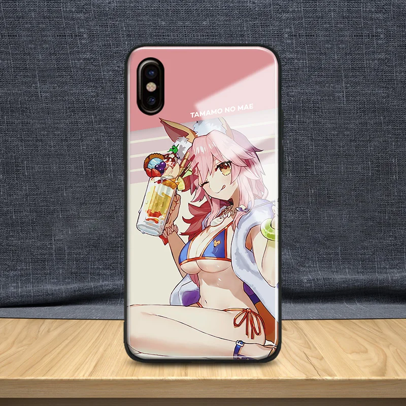 Tamamo no Mae Fate Grand заказ закаленное стекло Мягкий силиконовый чехол для телефона iPhone