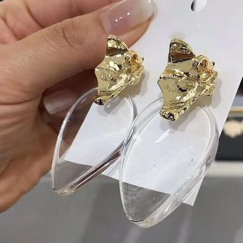 MENGJIQIAO 2019 новые акриловые прозрачные овальные серьги-капли для женщин девочек