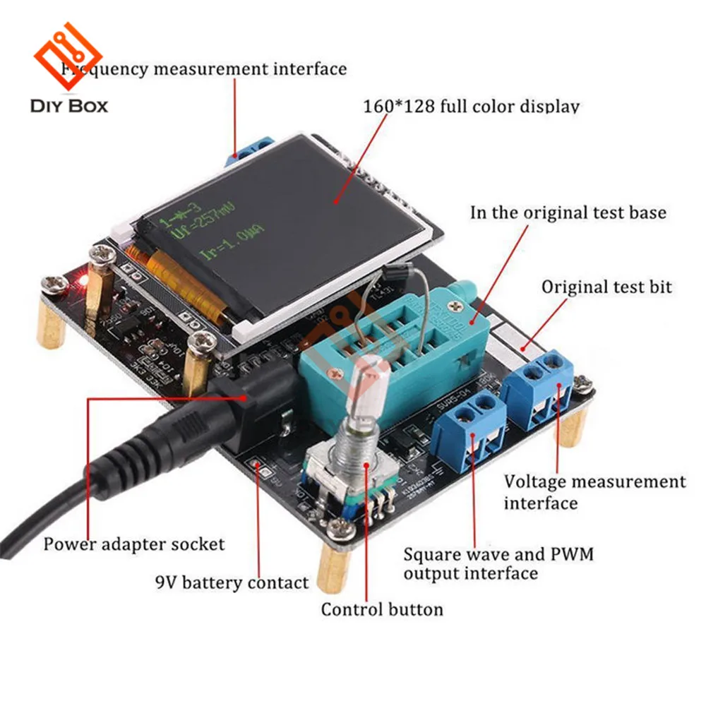 Mega328 Полный Собранный Транзистор тестер LCR диод емкость ESR метр PWM волны генератор сигналов частоты Английский Русский