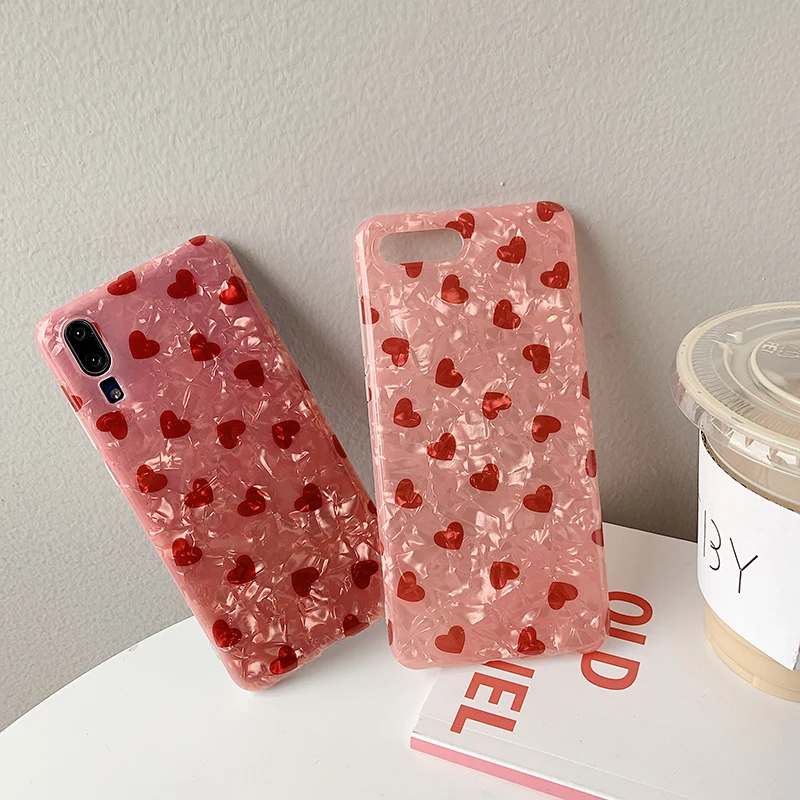 Чехол с текстурой для huawei P10 P20 P30 Pro mate 10 20 Pro Red love heart чехол для Honor 9 10 Nova 3 3i 4 задняя крышка funda Capa