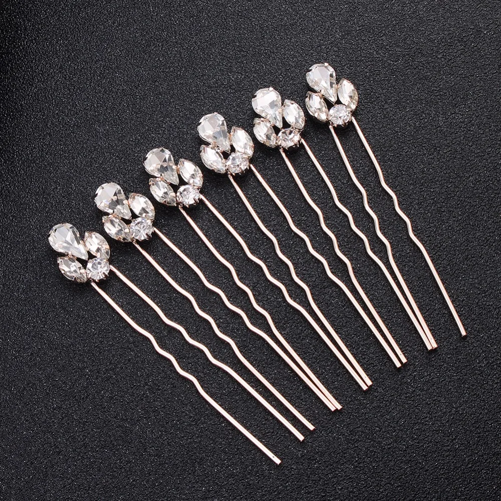 6 шт./лот простые шпильки для волос с австрийским кристаллом Miallo свадебные