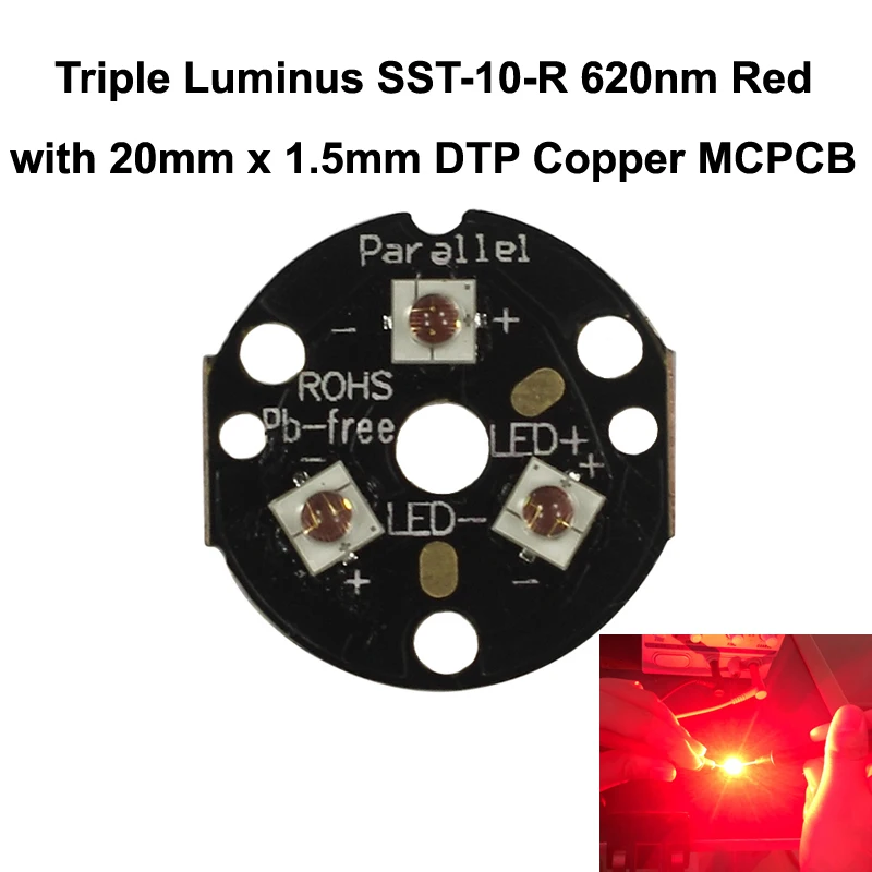 Triple Luminus SST 10 R 620nm красный светодиодный излучатель с 20 мм x 1 5 DTP медной печатной