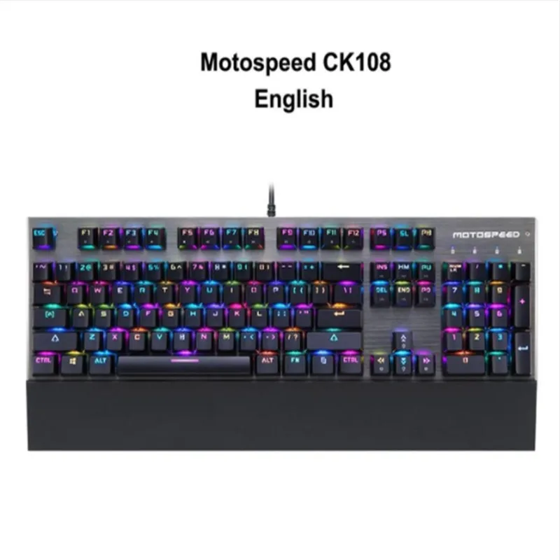 English blue switch Motospeed CK108 механическая клавиатура Русский Английский 104 клавиш RGB синий переключатель игровой проводной светодиодный подсветка для геймеров ПК планшет Настольный - Цвет: English blue switch