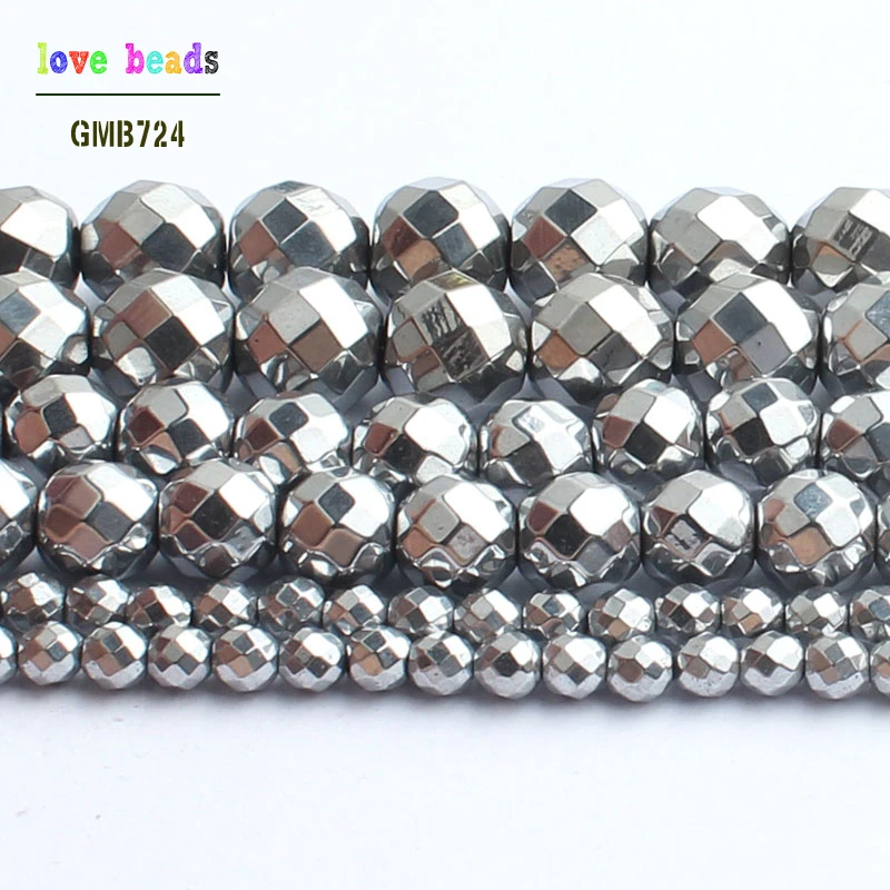 Бусины Из Натурального Посеребренного камня ограненный гематит для