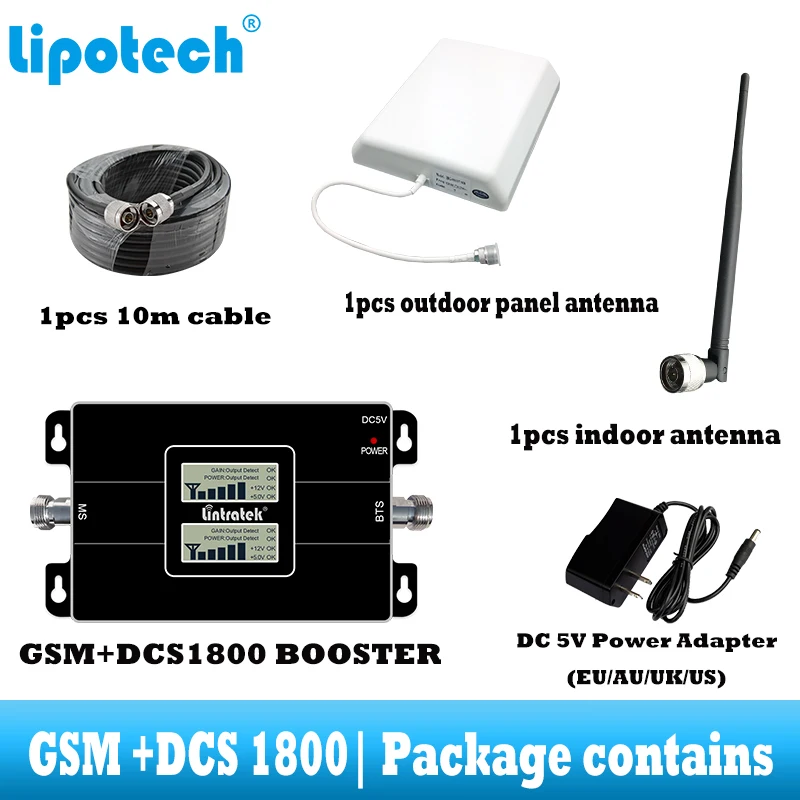 Повторитель сигнала Lintratek GSM 900 4G DCS 1800 МГц Мобильный усилитель двухдиапазонный