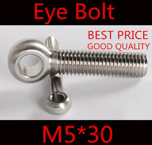 30pcs m5*30 M5 x 30 stainless steel eye bolt screw nuts and bolts fasterner hardware stud articulated anchor | Обустройство дома