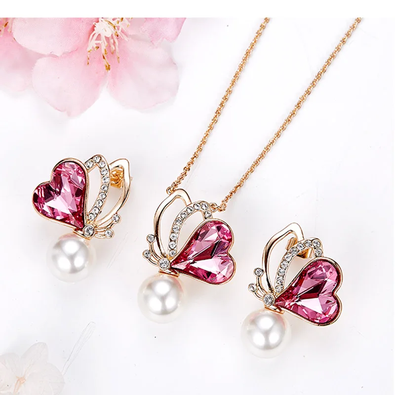 LuxJuly женские золотые ювелирные наборы украшенные кристаллами от Swarovski ожерелье в