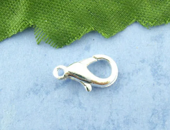 100 шт посеребренных Омаров застежки 12*6 мм|clasp tape|clasp charmclasps for leather cord |