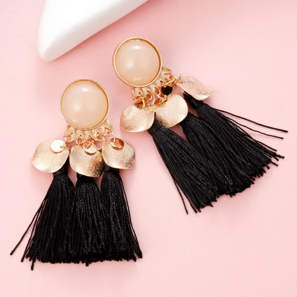 Boho Long Drop Dangle Fringe Earrings Vintage Women Tassel Gold Color Statement Female Accessories Jewelry | Украшения и