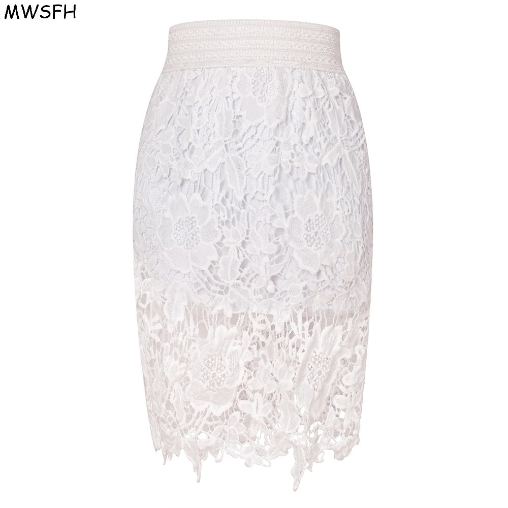 Юбка MWSFH Женская кружевная с высокой талией элегантная облегающая пикантная мини
