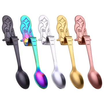 Hangable маленький мини 304 нержавеющая сталь Русалка кофе ложка для перемешивания чай Ложка десертная посуда золото