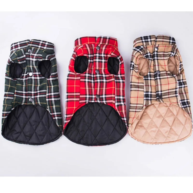 Теплая одежда для домашних животных модная клетчатая куртка собак пальто