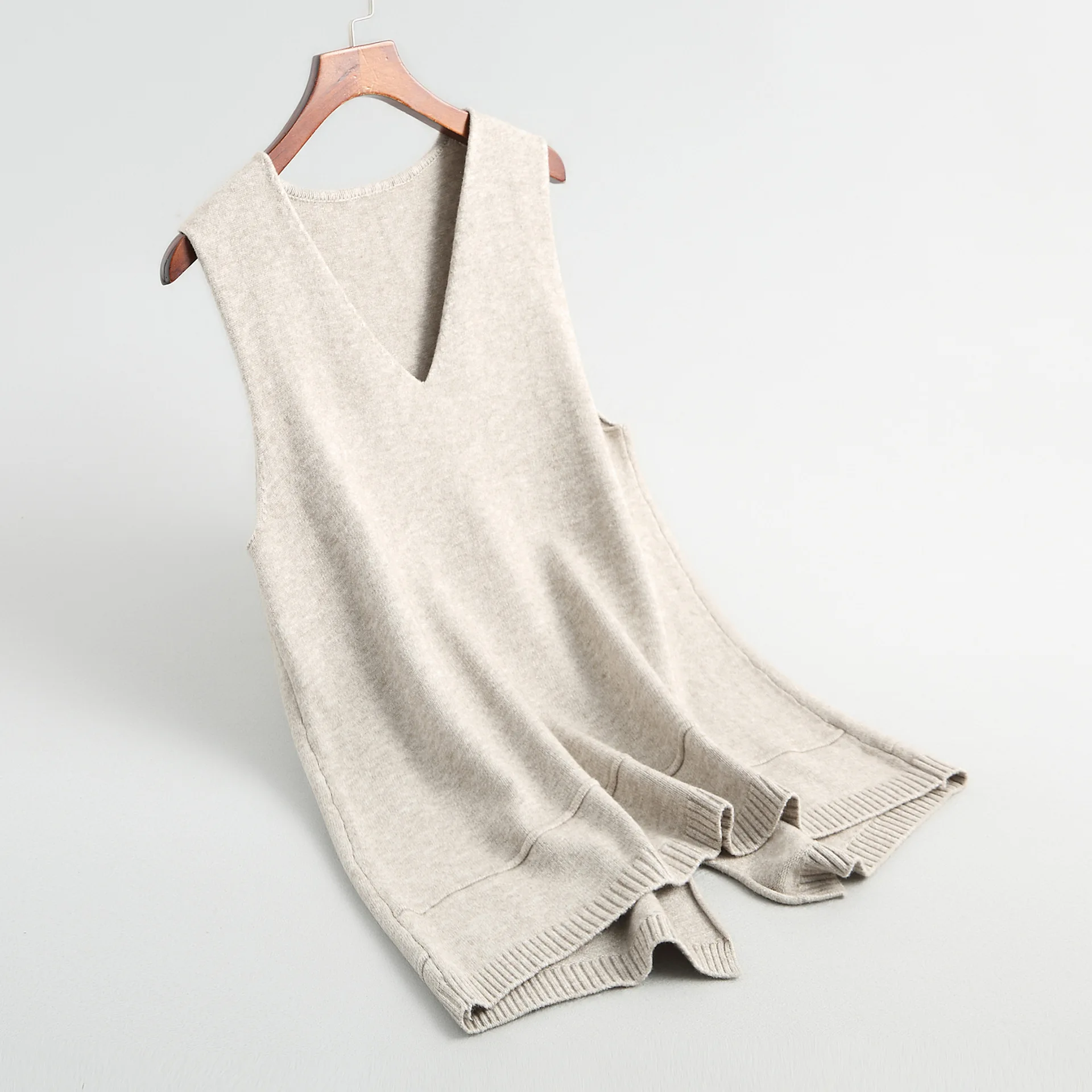 2018 Spring Autumn Wool Blend Sweater Vest Women Sleeveless v-Neck Knitted Vests Sections Poullover Female Jumper pull femme | Женская