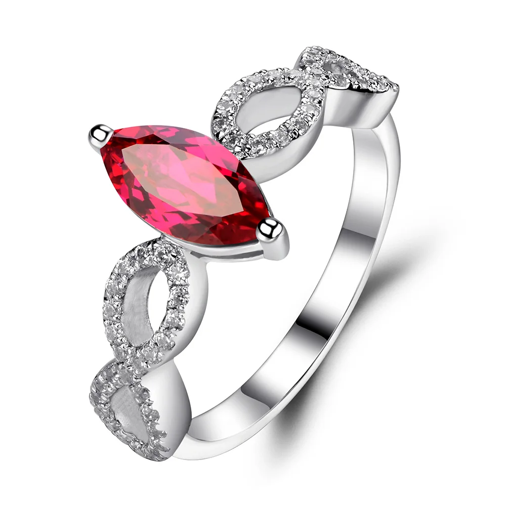 Женское кольцо из серебра 925 пробы с красным камнем|gemstone rings silver|fine jewelry925 sterling gemstone
