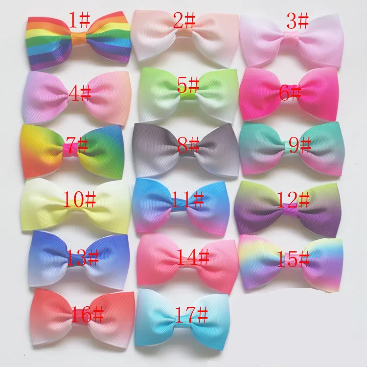 

34pcs/lot 3" Gradient Color Hair Bows With Alligator Clips Boutique Mini Rainbows Hairpins DIY Hair Bow for Girls Headwear