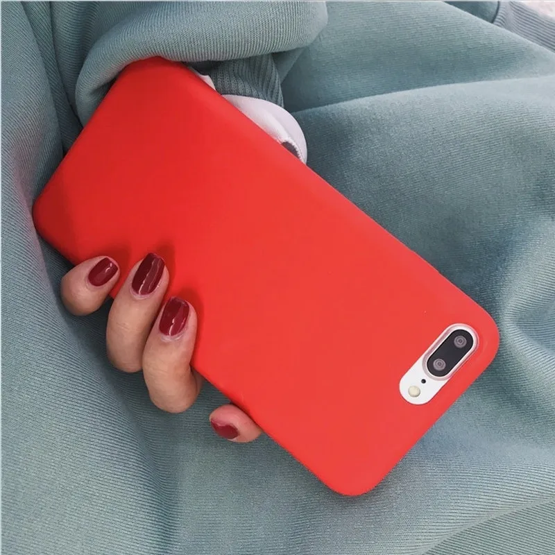 Solid Color Silicone Soft Simple Fashion Phone Case For iPhone 7 8 6 6S Plus Cute Candy X XS Max XR Cover |